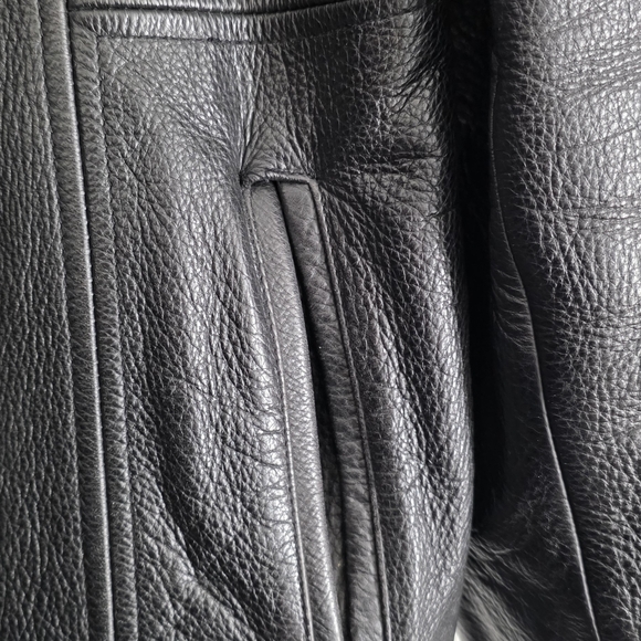 Jones New York Black Leather Button-Front Coat - Picture 3 of 5